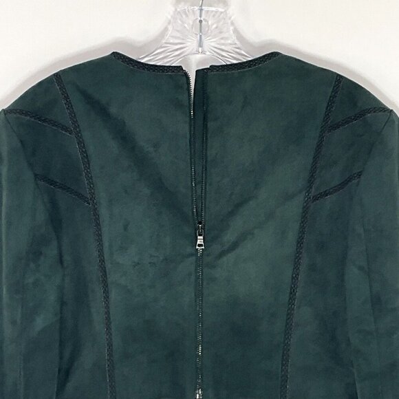 BCBGMaxazria Top Women S Green Embroidered Faux Suede Sequins Cropped Festive - Picture 5 of 12